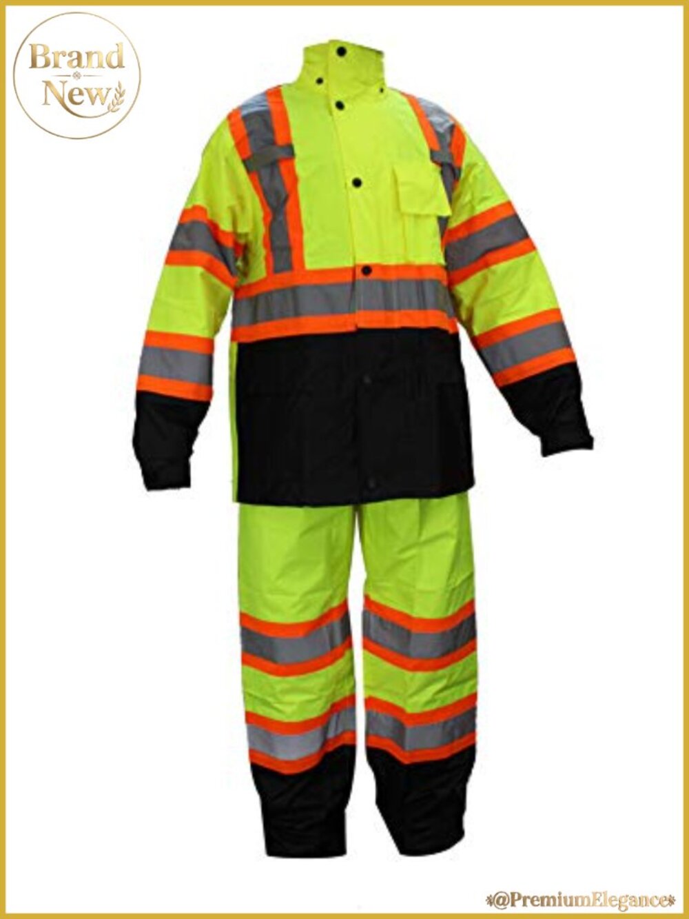 High Visibility Rain Suit Jacket Pants Reflective ANSI Class 3 Workwear